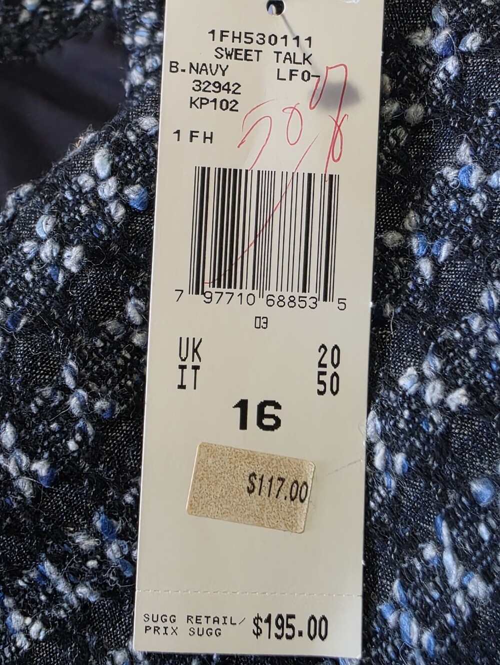 Anne Klein navy tweed skirt - Picture 7 of 8